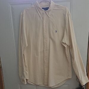 Polo by Ralph Lauren Mens Cream Long-Sleeve Button-Down Shirt